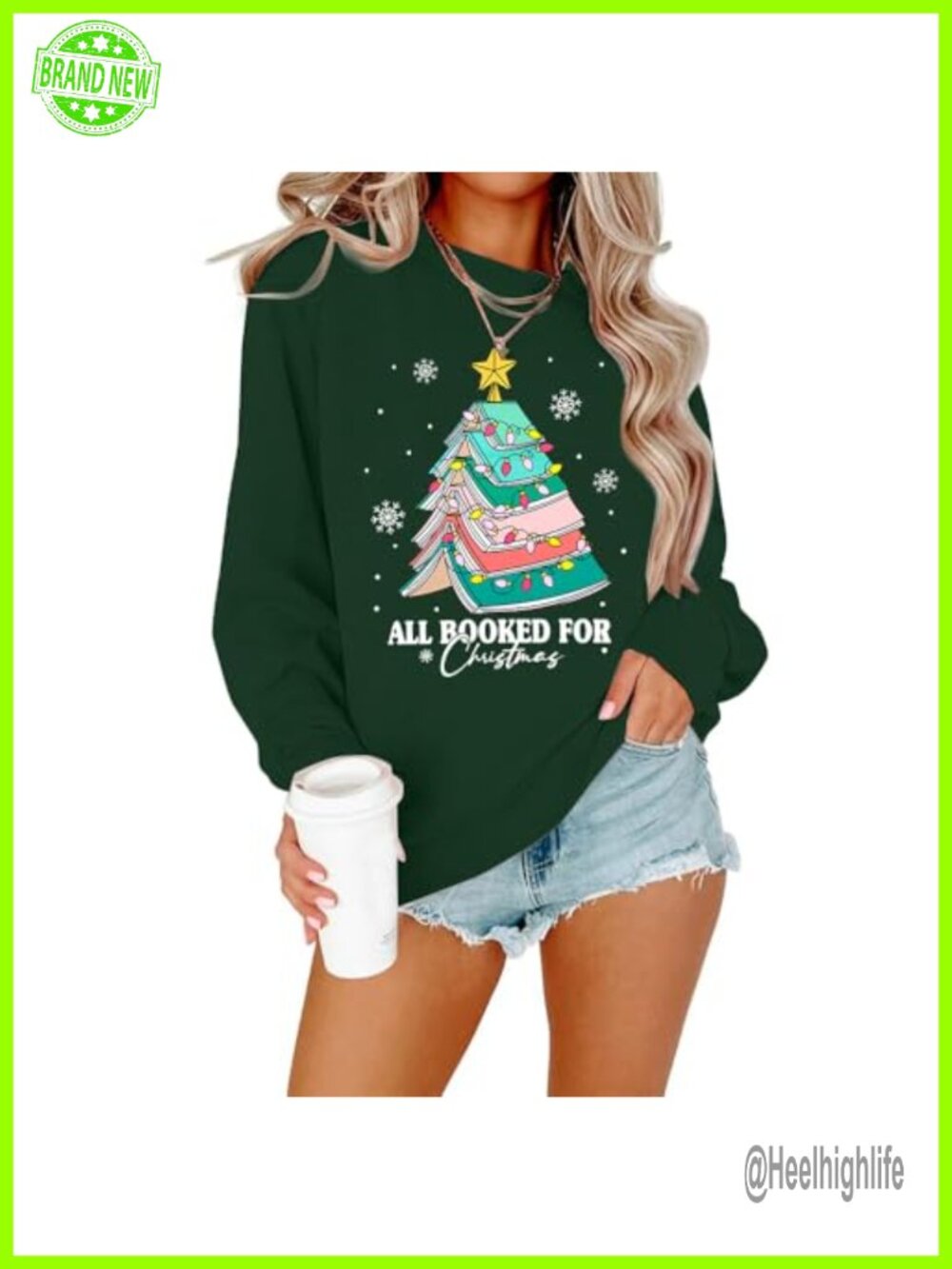 Christmas Sweatshirt Women Cotton Blend Crew Neck Pullover Long Sleeve Holiday